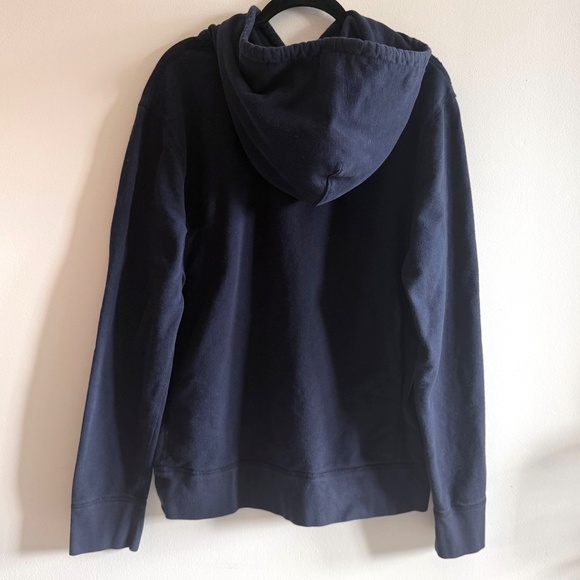 J.Crew Vintage Fleece Hoodie Navy Blue Pullover Sweatshirt Large 100% Cotton - Picture 3 of 7